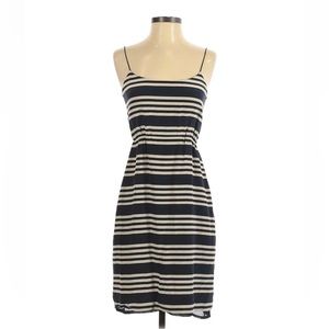 J.Crew 100% Silk Striped Midi Spaghetti Strap Dress-Women's Navy & Cream -Size 2